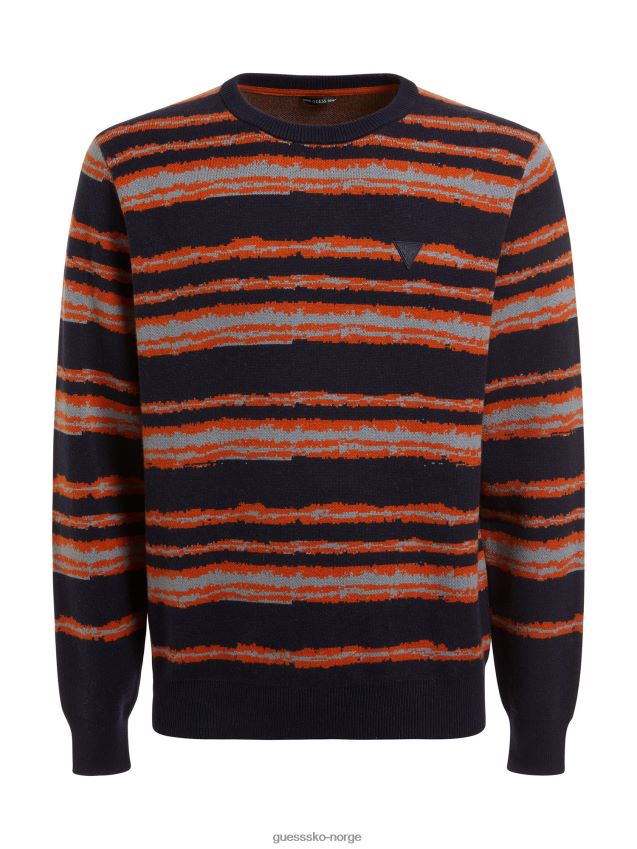 Guess blå multistripet genser i ullblanding blå multi menn F0LJ80120