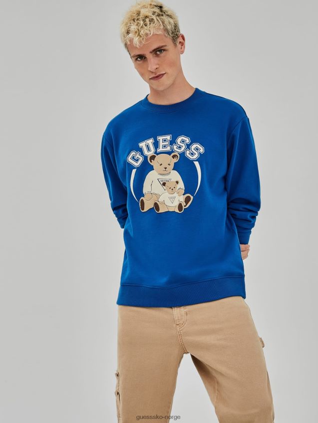 Guess blå sweatshirt med logo foran blå menn F0LJ801262