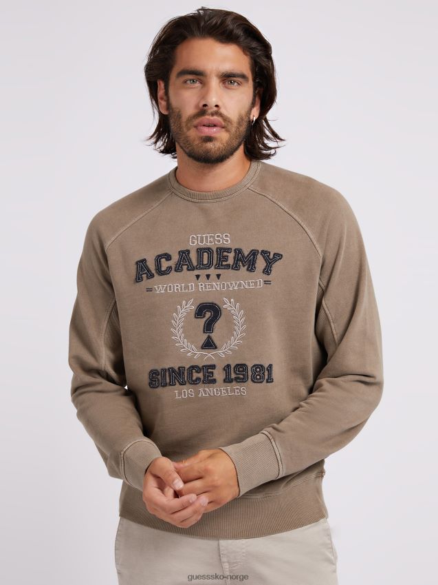 Guess brun genser med brodert patch brun menn F0LJ80224