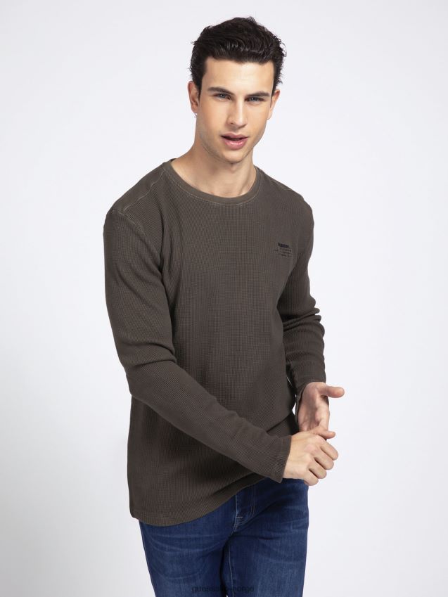 Guess brun genser med vaffellogo brun menn F0LJ801445