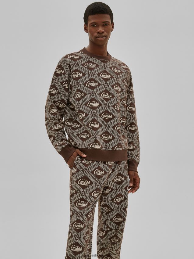 Guess brun multi all over logo genser brun multi menn F0LJ801436