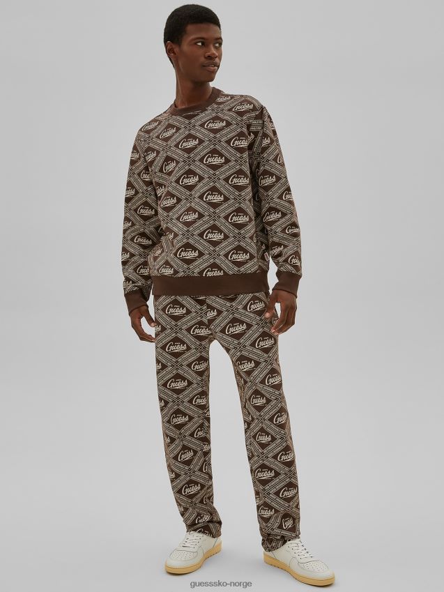 Guess brun multi all over logo genser brun multi menn F0LJ801436