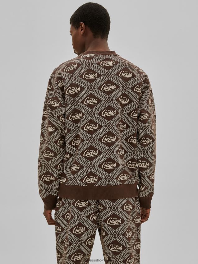 Guess brun multi all over logo genser brun multi menn F0LJ801436