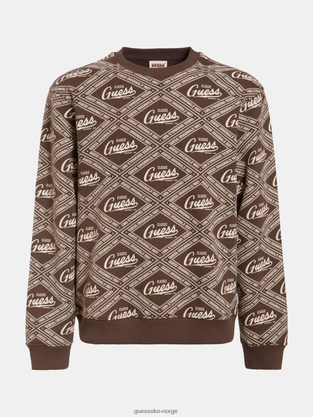 Guess brun multi all over logo genser brun multi menn F0LJ801436