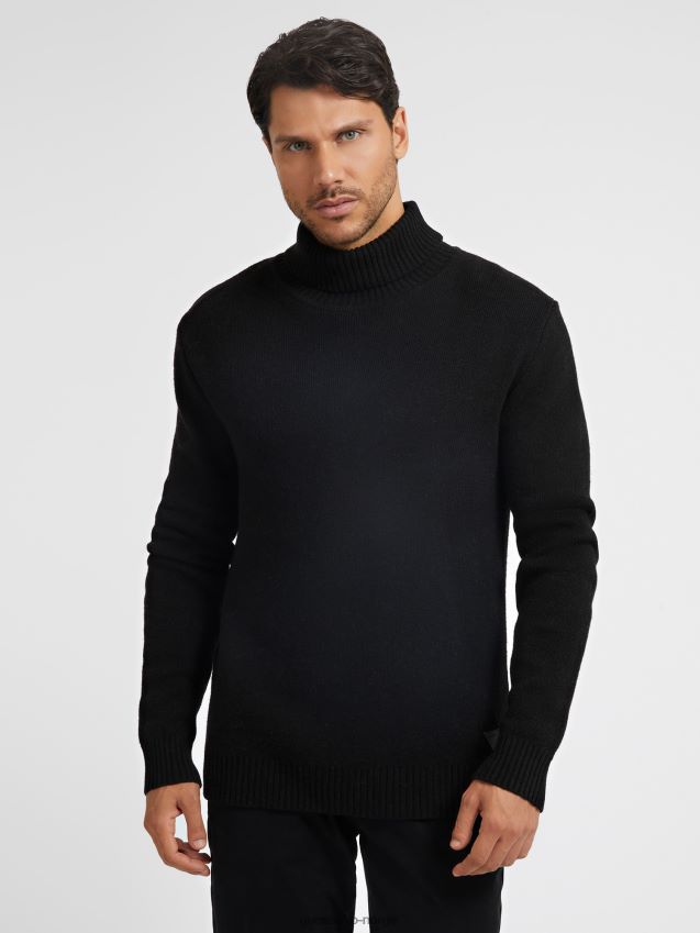 Guess cashmere blanding turtle neck genser svart svart menn F0LJ80555