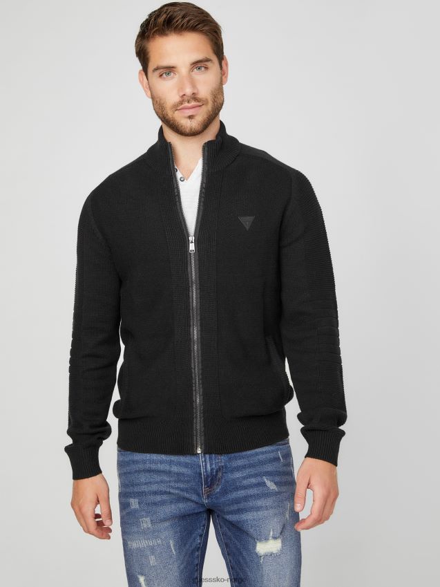 Guess chet mock neck genser jet black kulsvart menn F0LJ807966