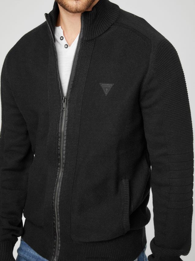 Guess chet mock neck genser jet black kulsvart menn F0LJ807966