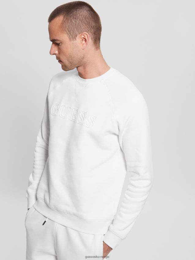 Guess eco aldwin logo sweatshirt blanc/scuffy blank/skurete menn F0LJ8010392