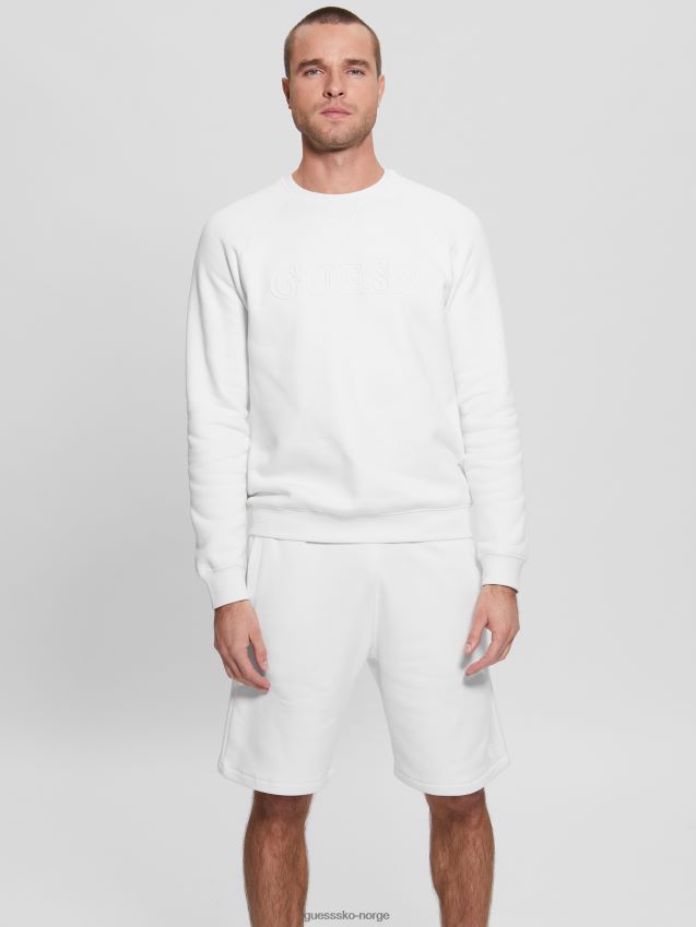 Guess eco aldwin logo sweatshirt blanc/scuffy blank/skurete menn F0LJ8010392