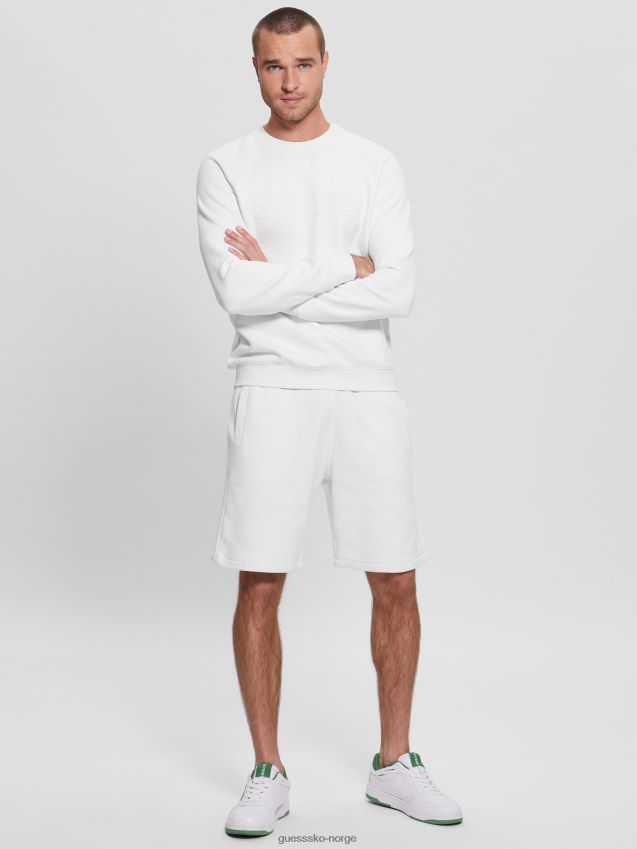 Guess eco aldwin logo sweatshirt blanc/scuffy blank/skurete menn F0LJ8010392