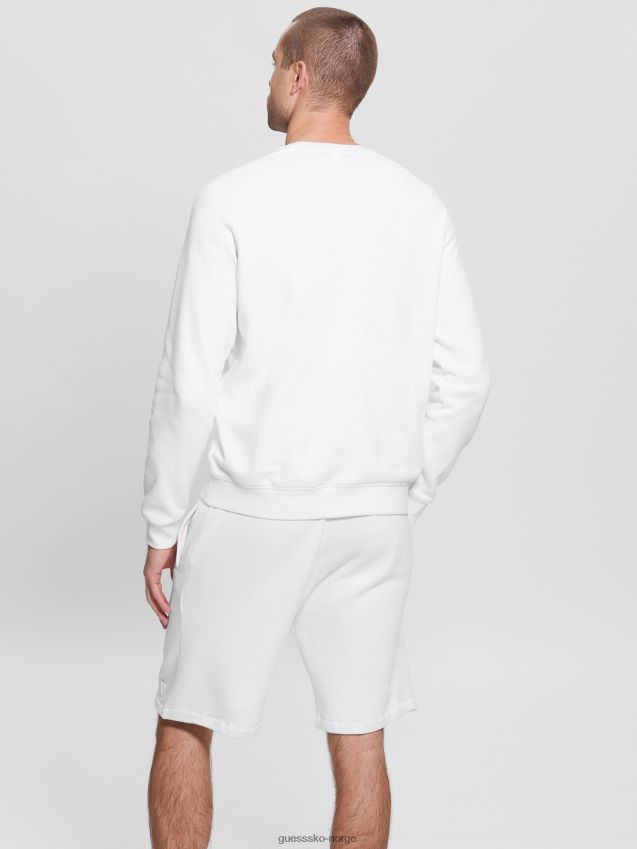 Guess eco aldwin logo sweatshirt blanc/scuffy blank/skurete menn F0LJ8010392
