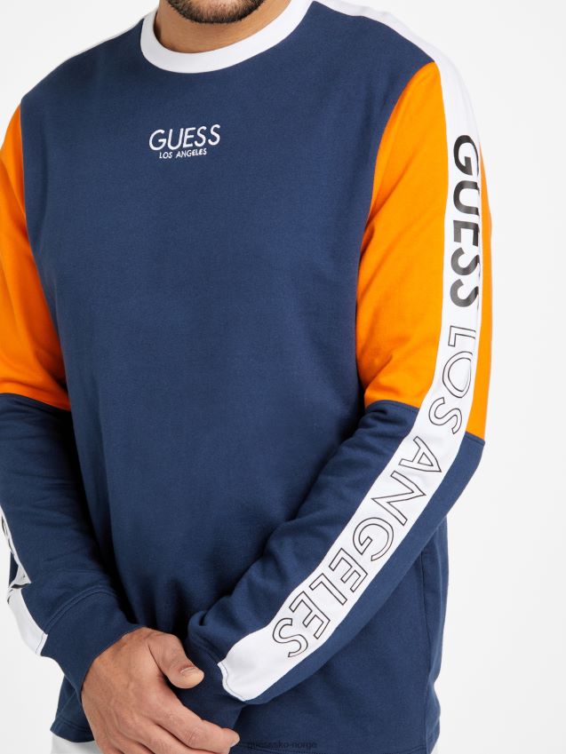 Guess eco kane colour-block sweatshirt silkeblå multi silkeblå multi menn F0LJ808095