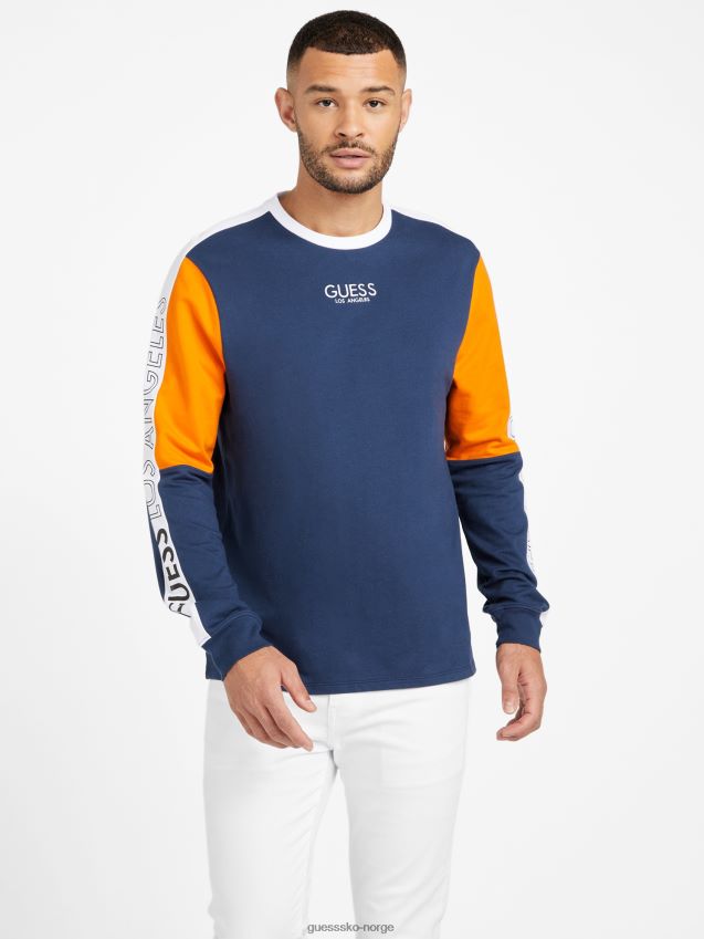 Guess eco kane colour-block sweatshirt silkeblå multi silkeblå multi menn F0LJ808095
