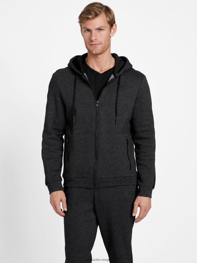 Guess edel hettegenser med full glidelås, kulsort kulsvart menn F0LJ807999