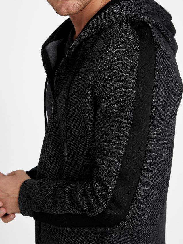 Guess edel hettegenser med full glidelås, kulsort kulsvart menn F0LJ807999