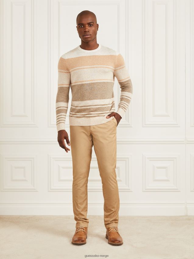 Guess genser med rund hals i kashmirblanding med naturlige striper naturlige striper menn F0LJ8010471