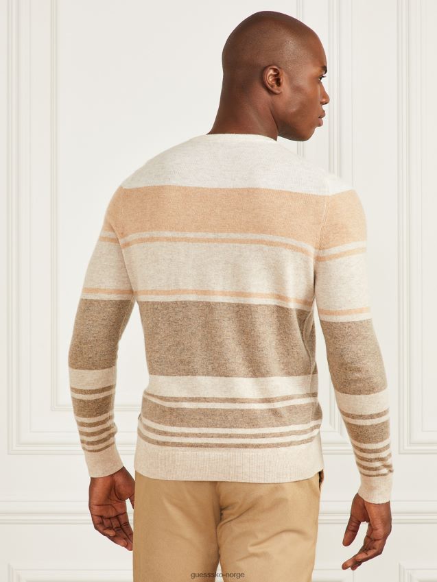 Guess genser med rund hals i kashmirblanding med naturlige striper naturlige striper menn F0LJ8010471
