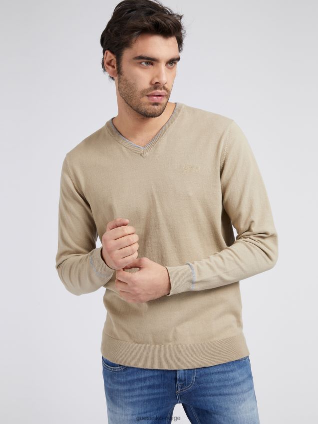 Guess grå bomullsgenser med v-hals stretch grå menn F0LJ801297