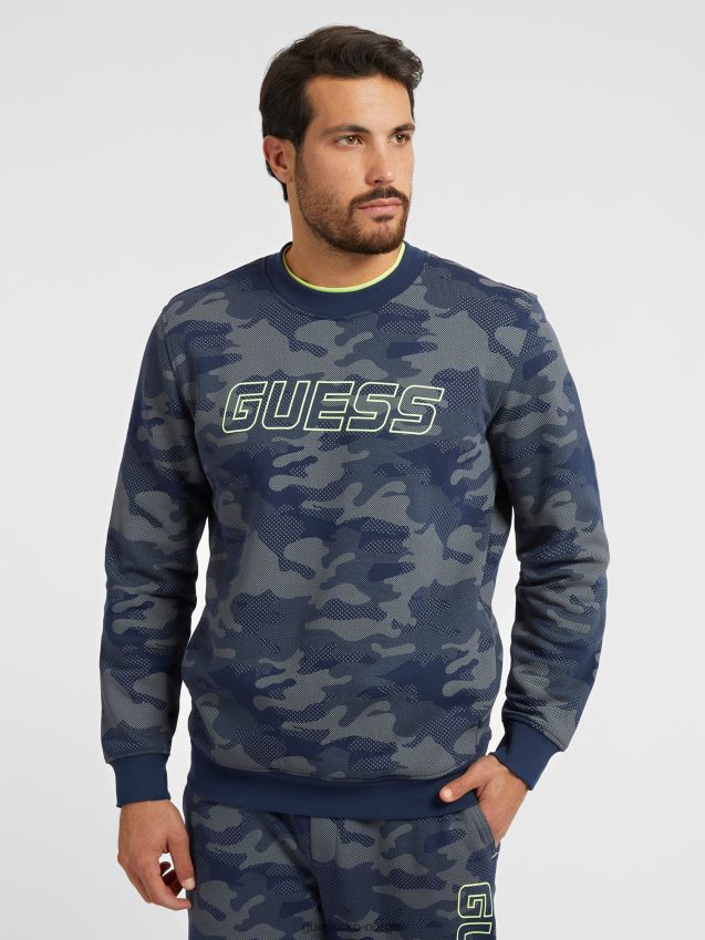 Guess grå multi all over genser med kamuflasjetrykk grå multi menn F0LJ80595