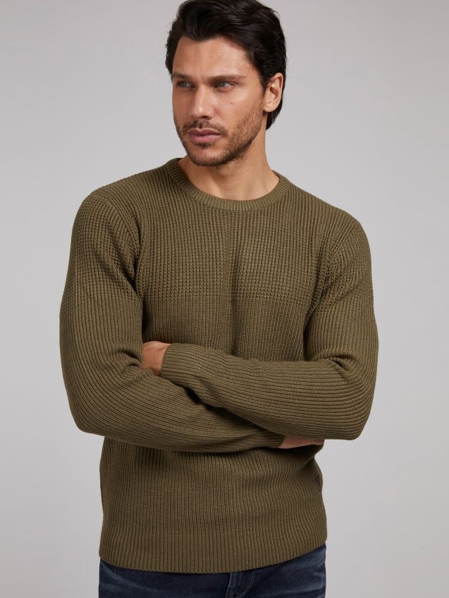 Guess grønn genser i viskoseblanding med rund hals grønn menn F0LJ801413