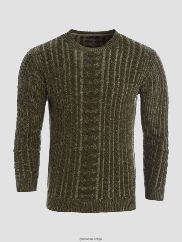 Guess grønn lyng combo phil tofarget kabelstrikket genser grønn lyng kombo menn F0LJ8010477