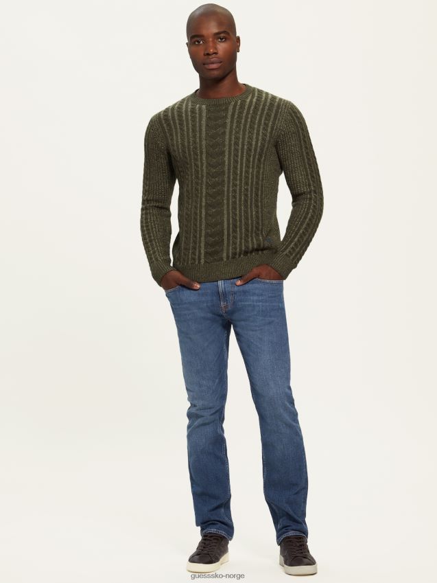 Guess grønn lyng combo phil tofarget kabelstrikket genser grønn lyng kombo menn F0LJ8010477
