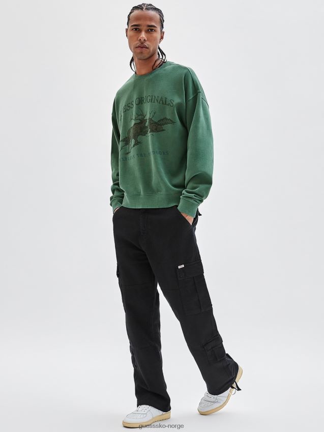 Guess grønn sweatshirt med trykk foran grønn menn F0LJ80791