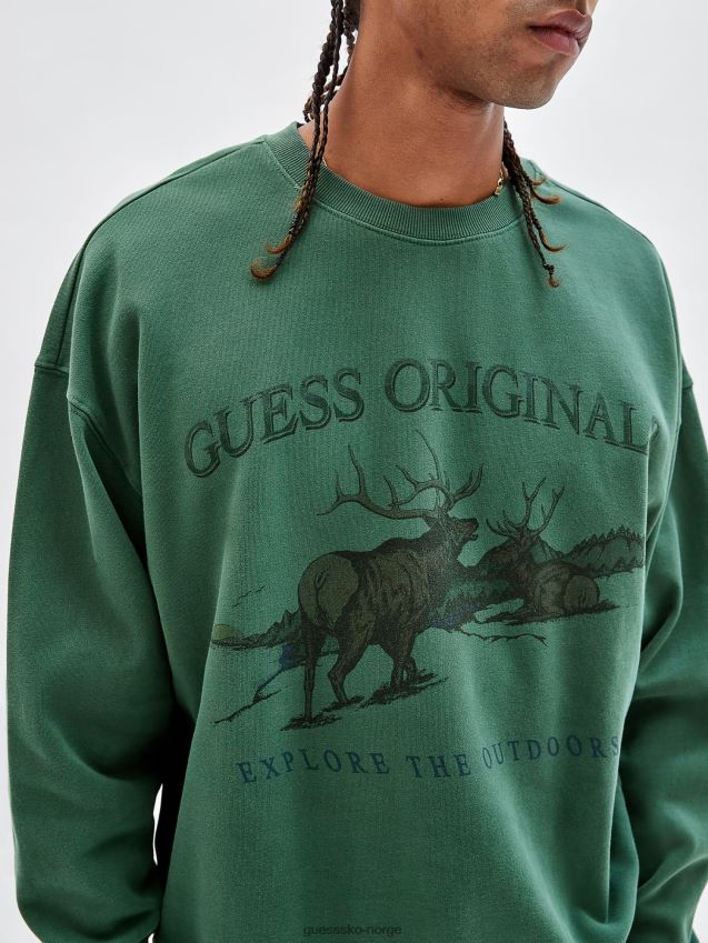Guess grønn sweatshirt med trykk foran grønn menn F0LJ80791