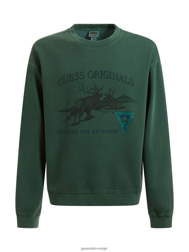 Guess grønn sweatshirt med trykk foran grønn menn F0LJ80791