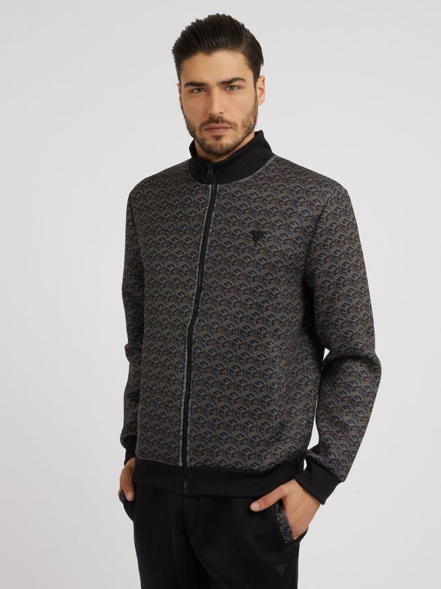 Guess hele g cube logo scuba sweatshirt brun brun menn F0LJ80652