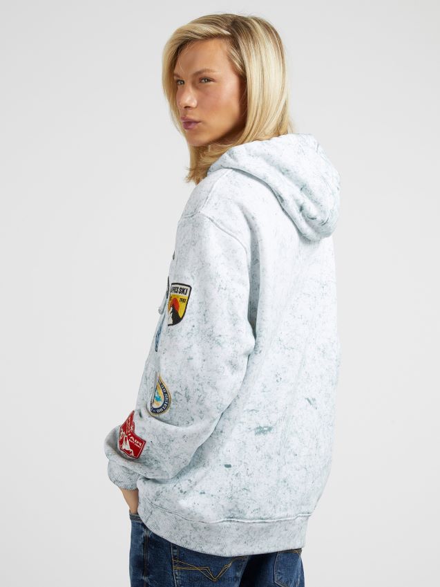 Guess hvit genser med flere broderte patcher hvit multi menn F0LJ80781