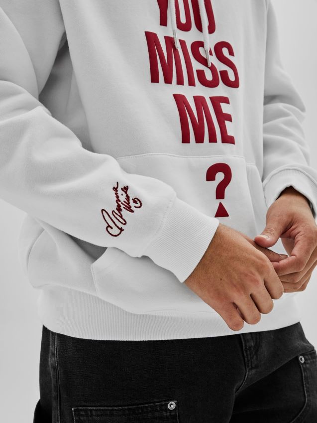 Guess hvit genser med trykk foran hvit menn F0LJ801489