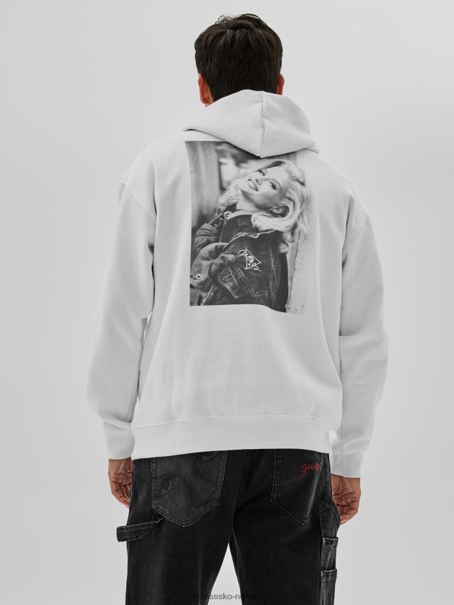 Guess hvit genser med trykk foran hvit menn F0LJ801489