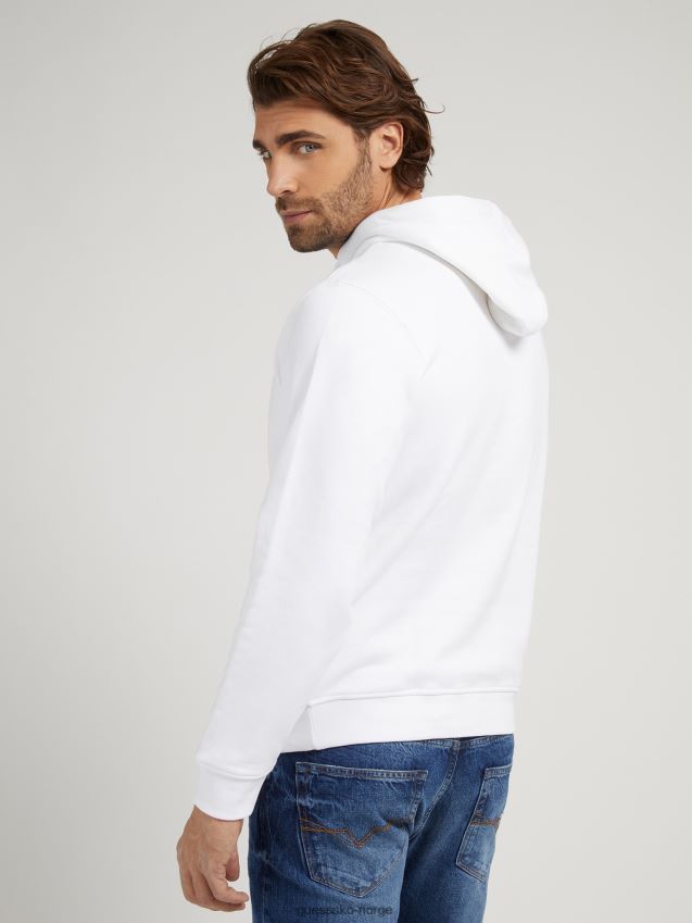 Guess hvit hettegenser med logo foran hvit menn F0LJ8055