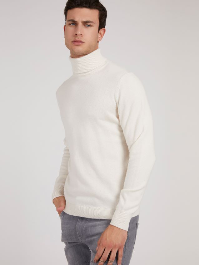 Guess hvit ullblanding genser med turtelhals hvit menn F0LJ801279