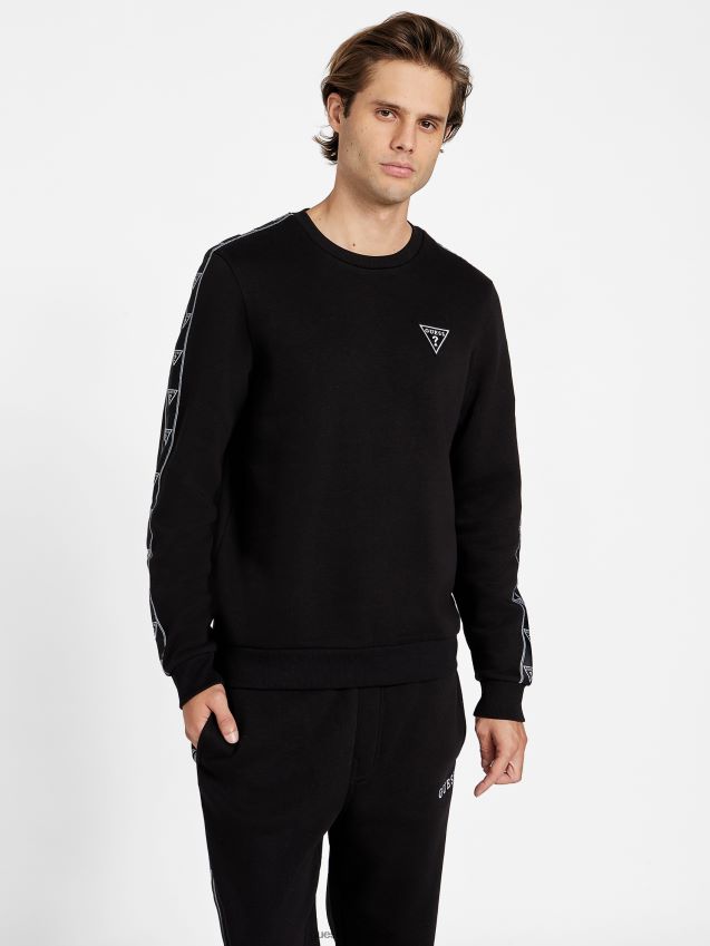Guess jet black dover logo crewneck genser kulsvart menn F0LJ808037