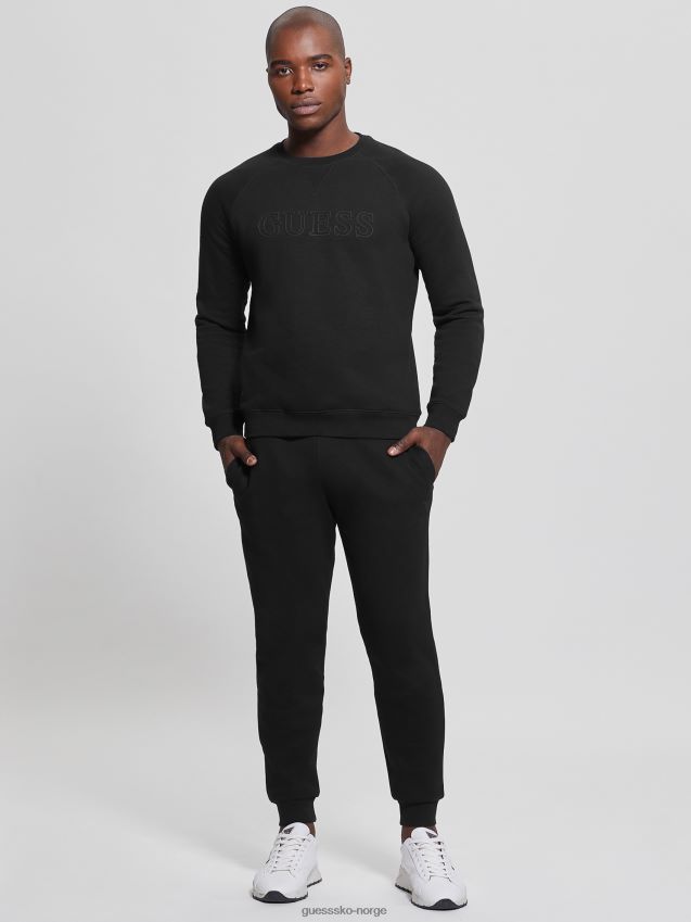 Guess jet black eco aldwin logo sweatshirt kulsvart menn F0LJ8010361