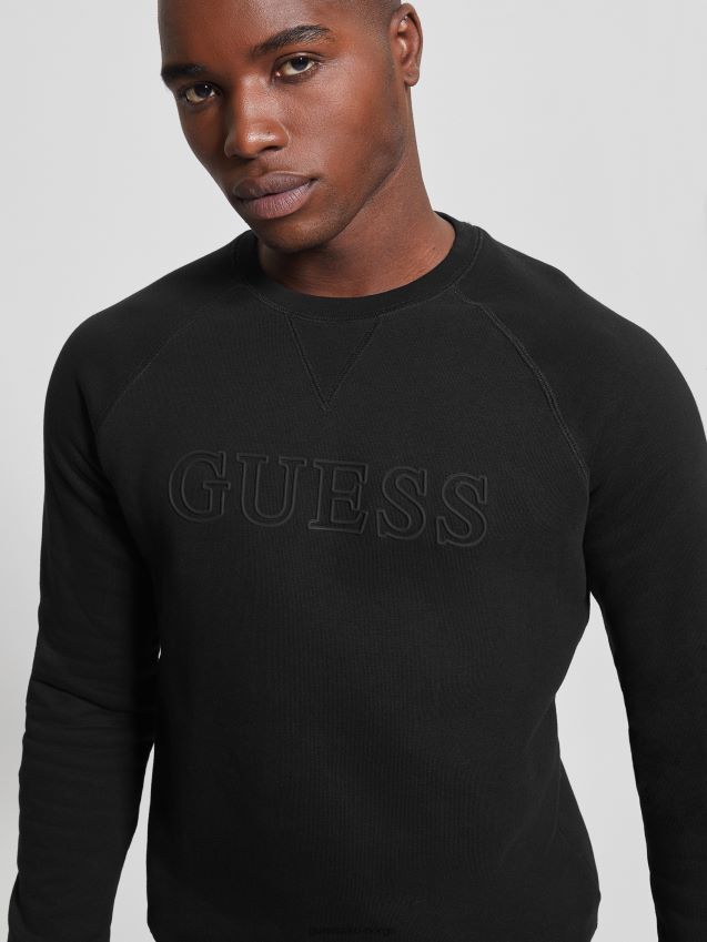 Guess jet black eco aldwin logo sweatshirt kulsvart menn F0LJ8010361