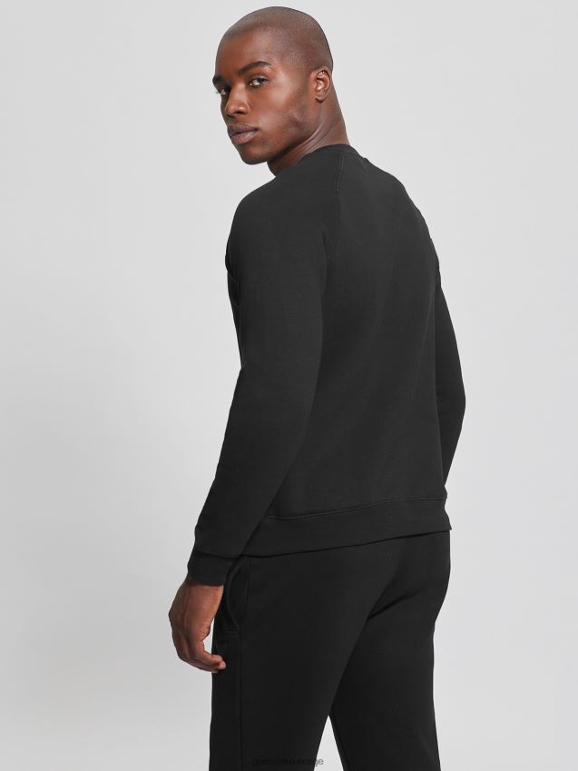 Guess jet black eco aldwin logo sweatshirt kulsvart menn F0LJ8010361
