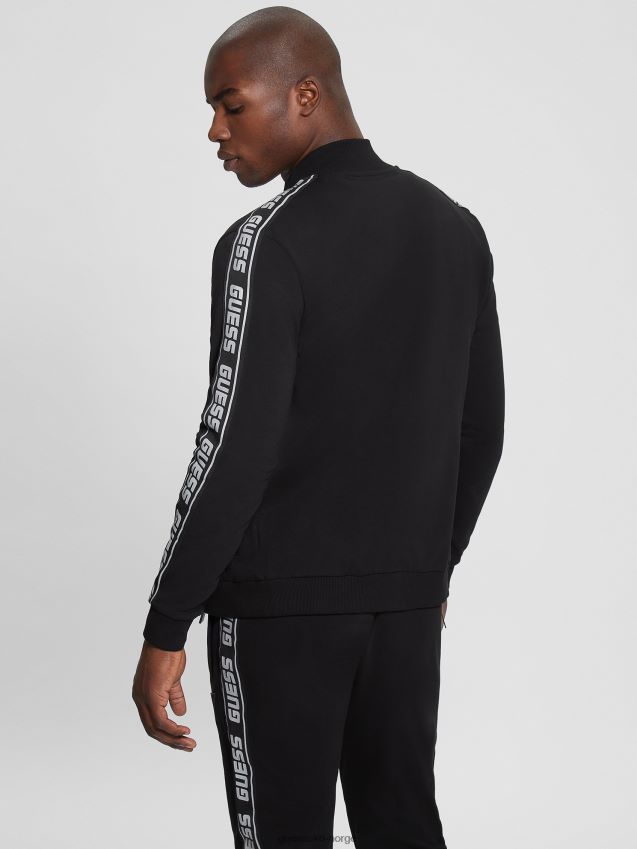 Guess jet black eco arlo logo tape sweatshirt med glidelås kulsvart menn F0LJ8010459