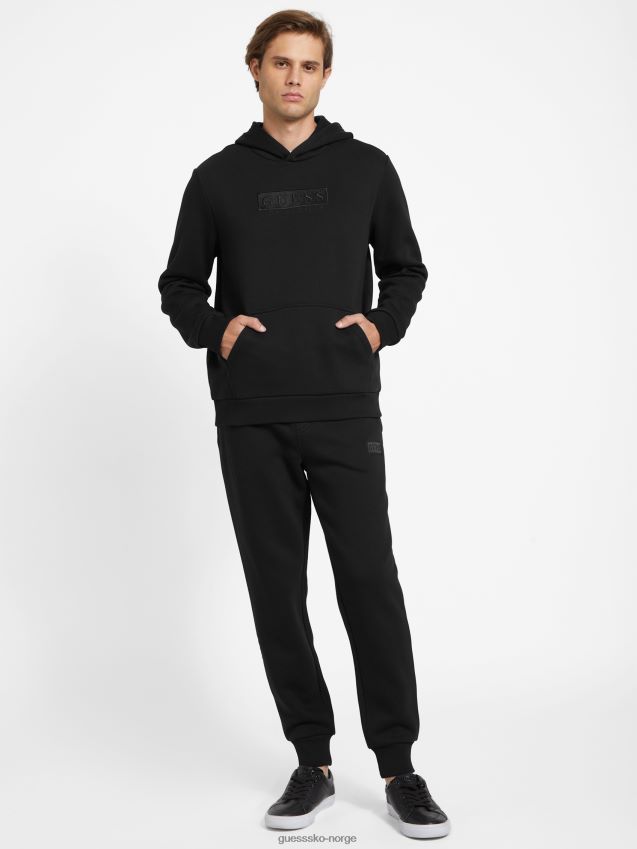 Guess jet black øko harvey logo hettegenser kulsvart menn F0LJ807967