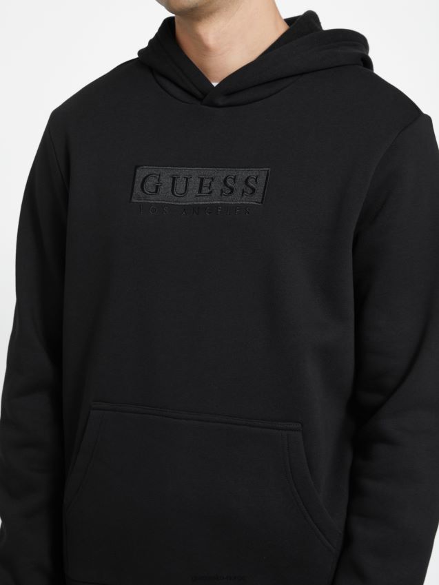 Guess jet black øko harvey logo hettegenser kulsvart menn F0LJ807967