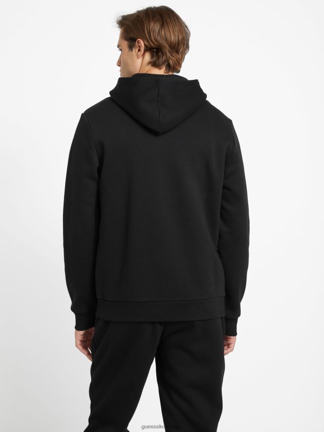 Guess jet black øko harvey logo hettegenser kulsvart menn F0LJ807967