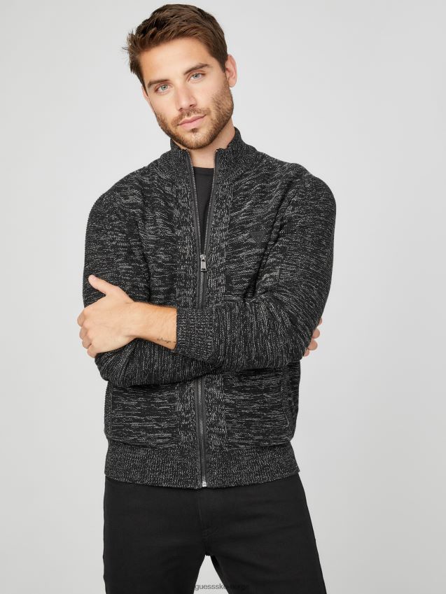 Guess jet black multi chet marled mock neck genser jet black multi menn F0LJ808028