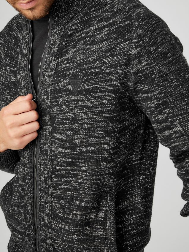 Guess jet black multi chet marled mock neck genser jet black multi menn F0LJ808028