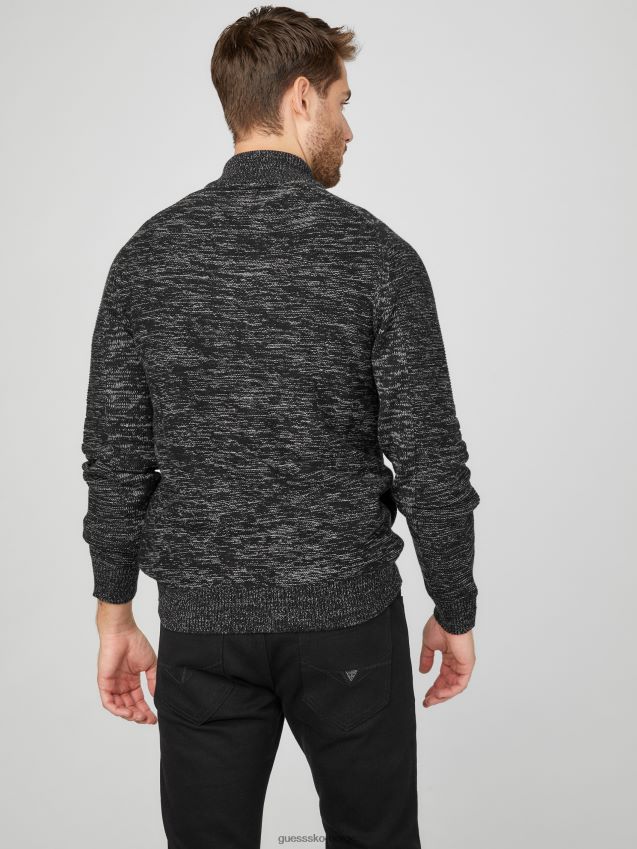 Guess jet black multi chet marled mock neck genser jet black multi menn F0LJ808028