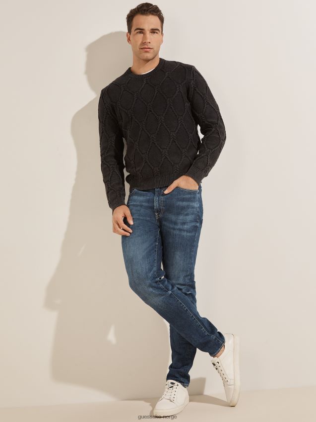 Guess jet black multi dawson kabelstrikket genser jet black multi menn F0LJ8010511