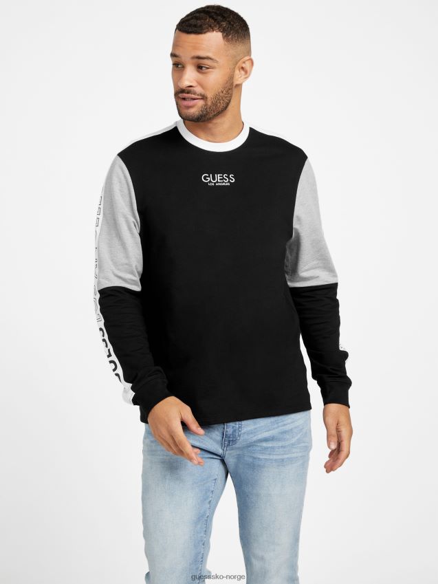 Guess jet black multi eco kane color-block sweatshirt jet black multi menn F0LJ808064