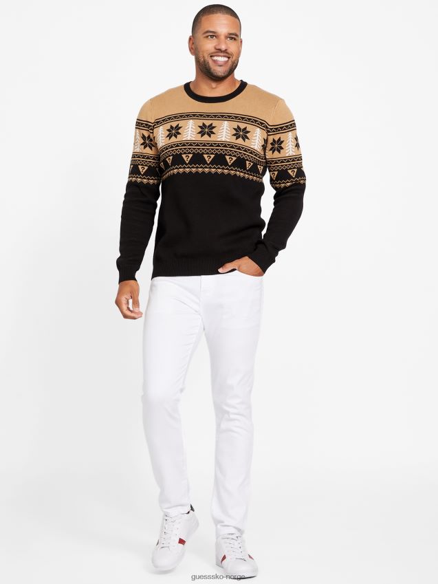 Guess jet black multi folk fair isle feriegenser jet black multi menn F0LJ808004
