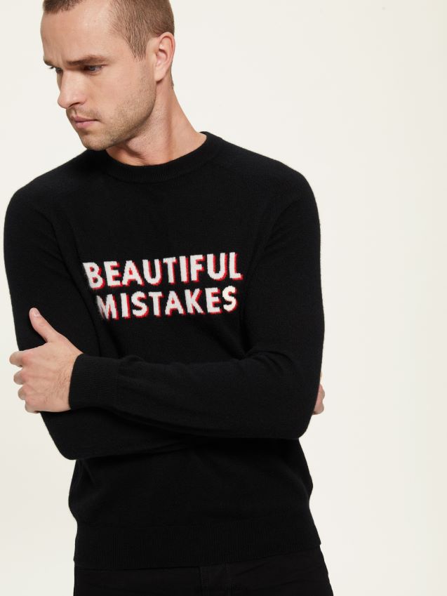 Guess jet black peregrine cashmere slagord genser kulsvart menn F0LJ8010448